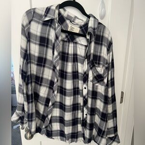 Cosmic blue love lightweight plaid shirt